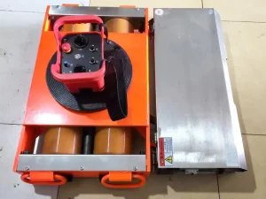 Heavy duty steel frame and load rollers of battery powered machine skates